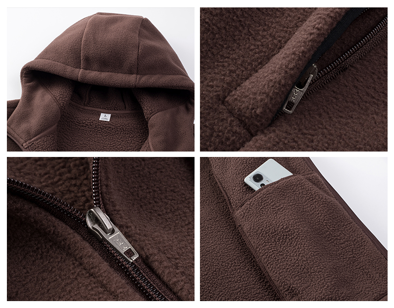 Double-Sided Fleece Hooded Zip-Up Sweatshirt detail 2
