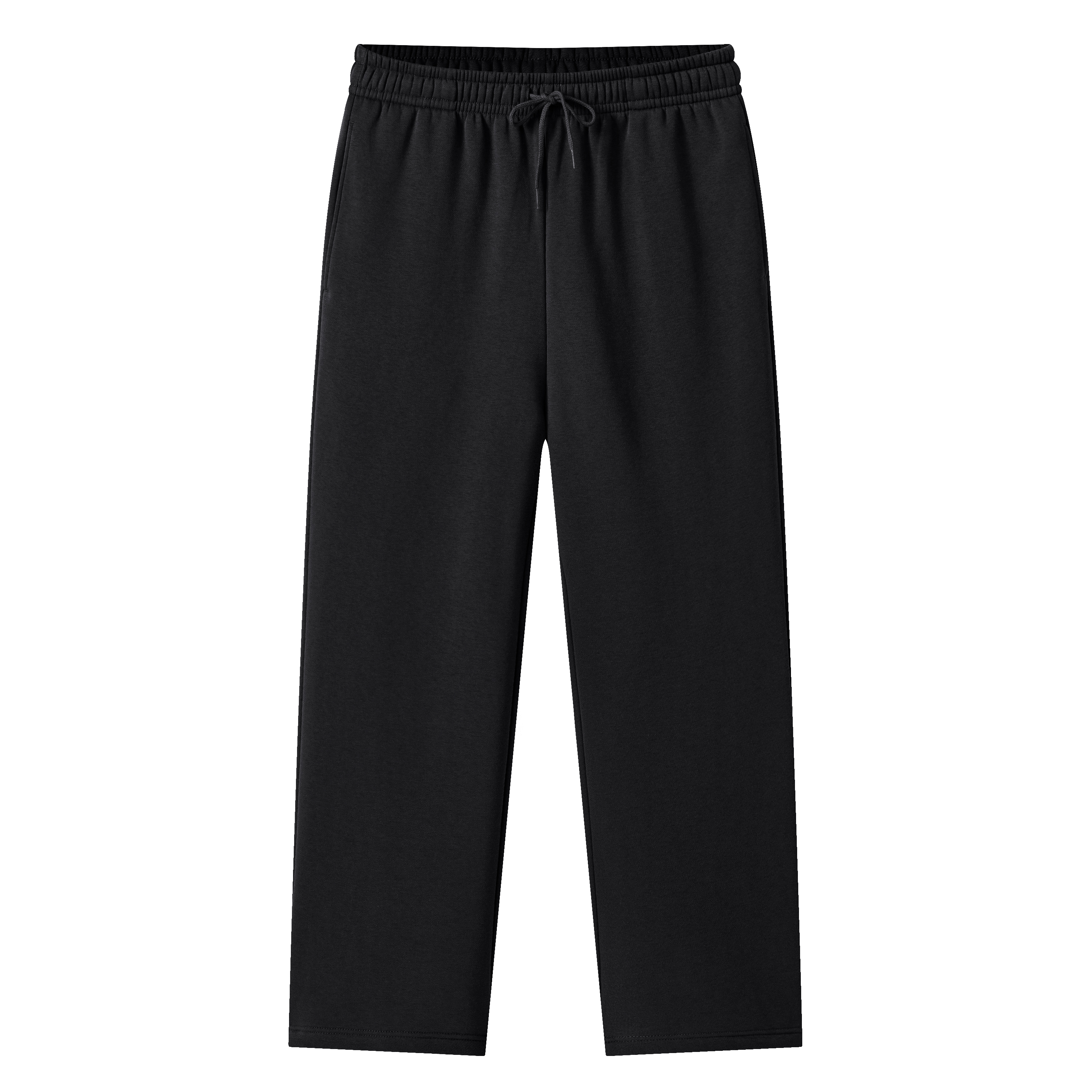 Cotton Fleece-Lined Straight Pants