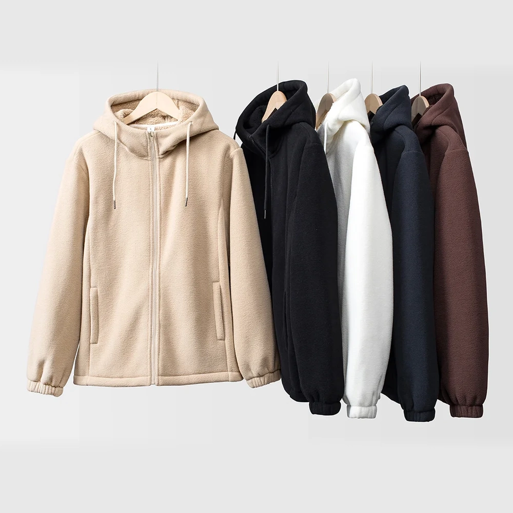 Double-Sided Fleece Hooded Zip-Up Sweatshirt