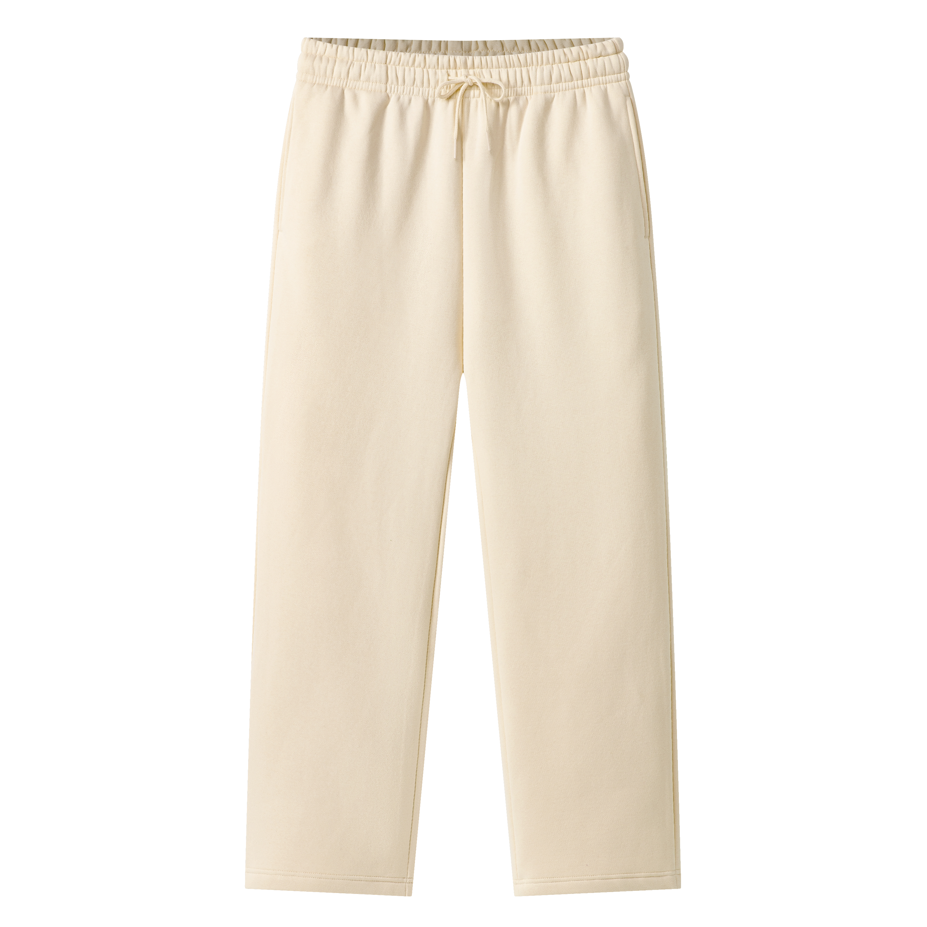 Cotton Fleece-Lined Straight Pants