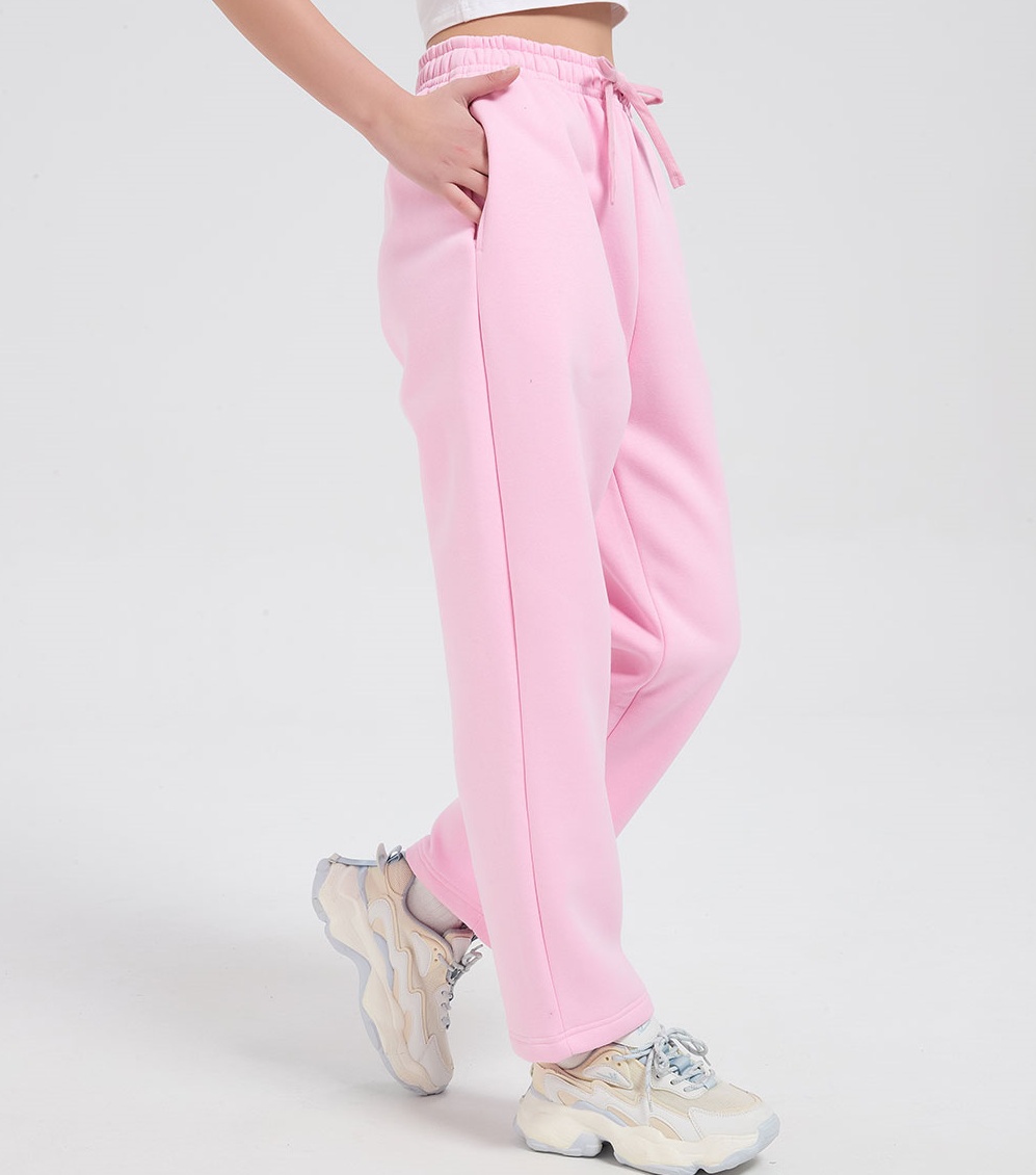 Cotton Fleece-Lined Straight Pants