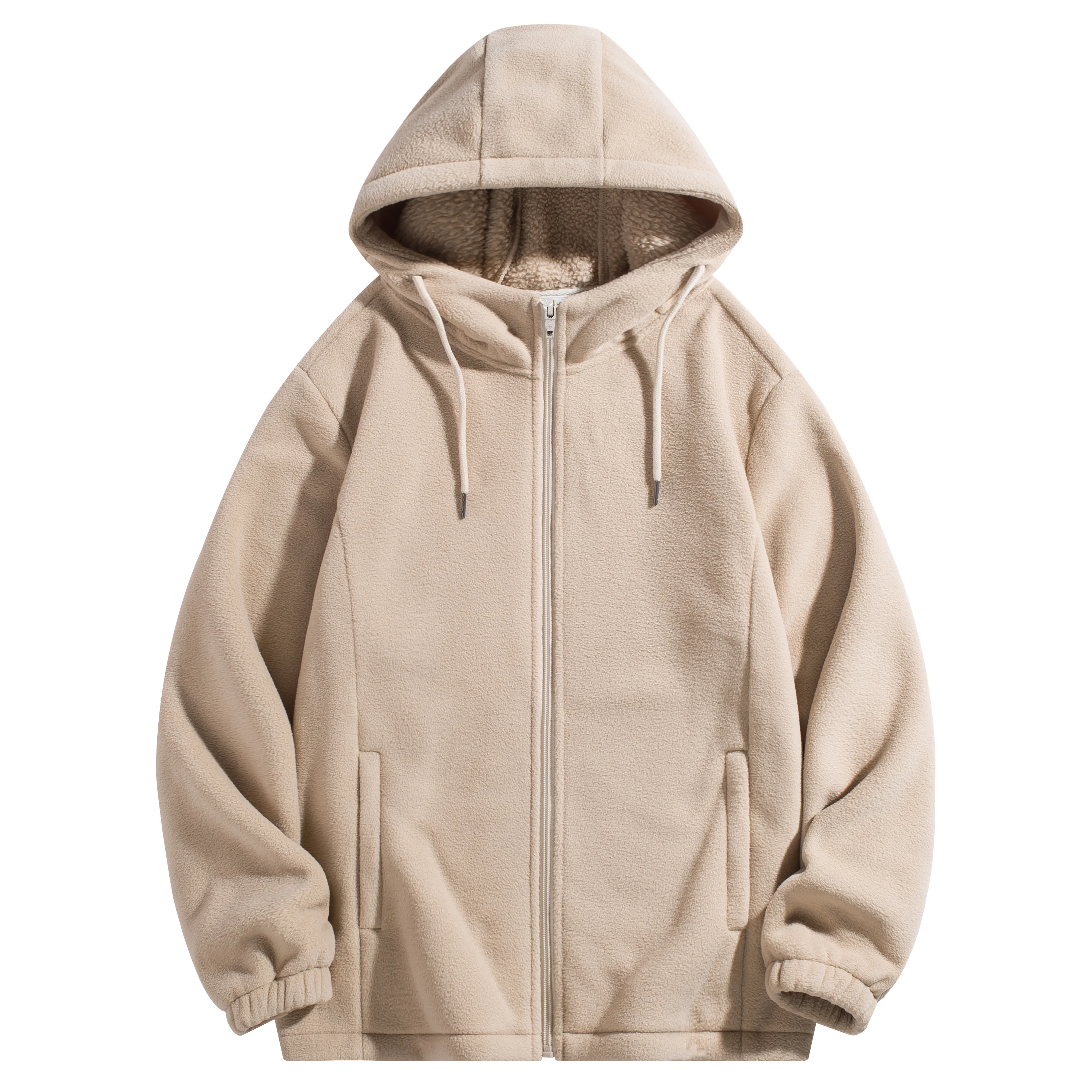 Double-Sided Fleece Hooded Zip-Up Sweatshirt